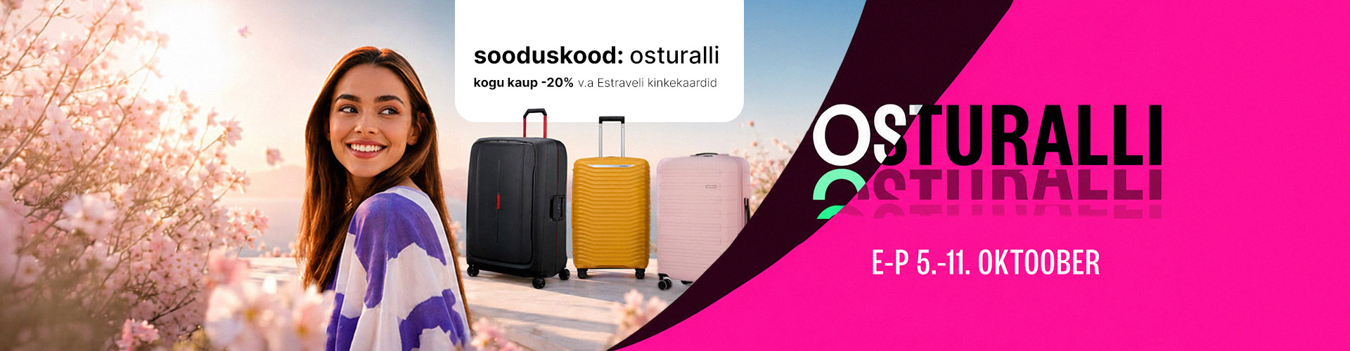 Osturalli 2026 sügis oktoober reisitooted reisikaubad kohver seljakott koolikott
